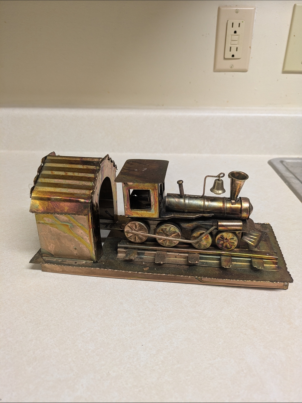 Vintage Mechanical Berkeley Design Copper Train Music Box Chattanooga Choo Choo
